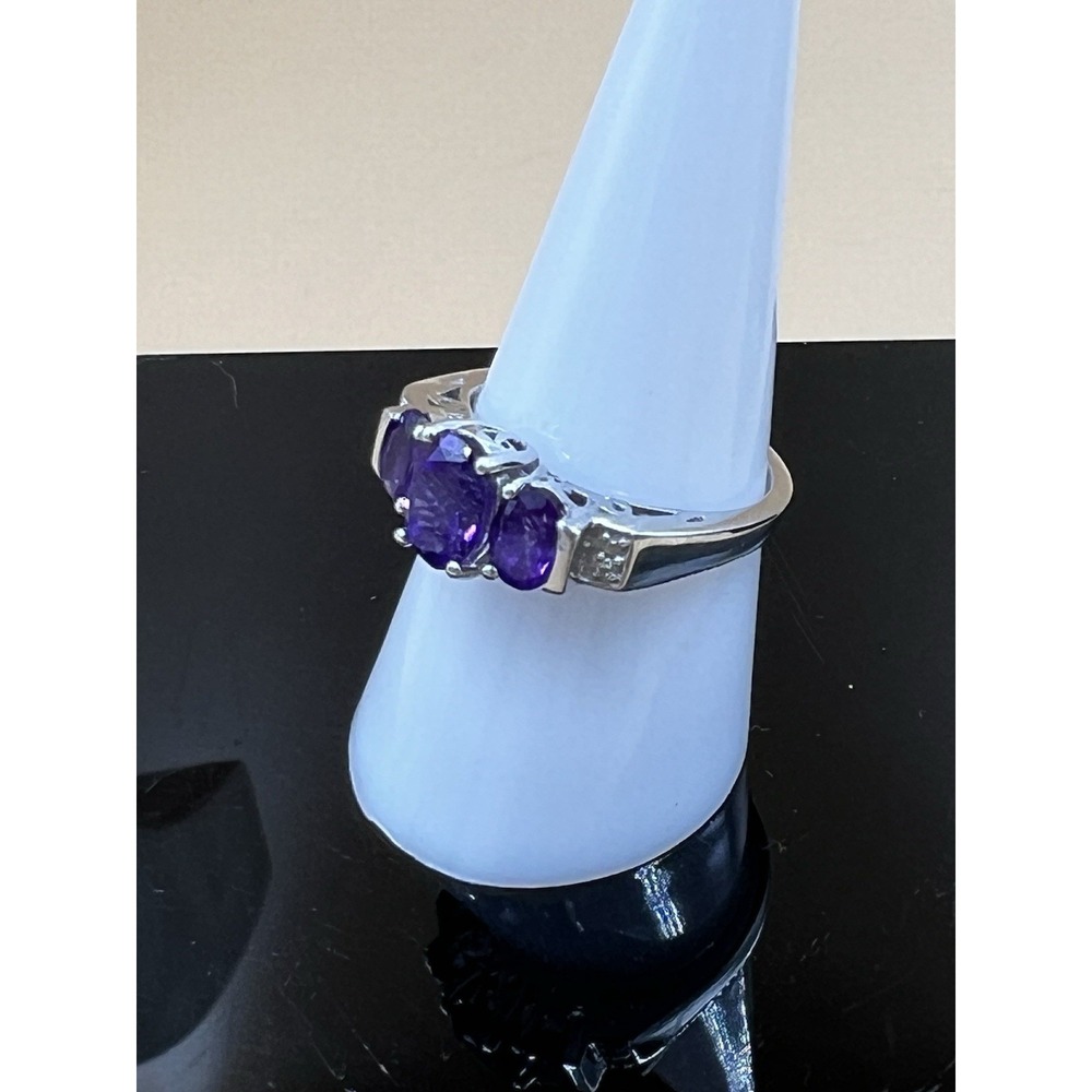 Amethyst Gemstone Pendant and Ring 925 Sterling Silver 18" Chain and Size 8 Ring - Picture 7 of 13